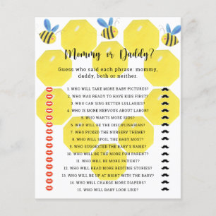 Lámina Abeja pequeña - juego de baby shower de mamá o pap