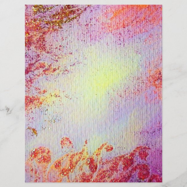 Lámina ABSTRACTAS DE ORO , morado rosa amarillo suave (Anverso)