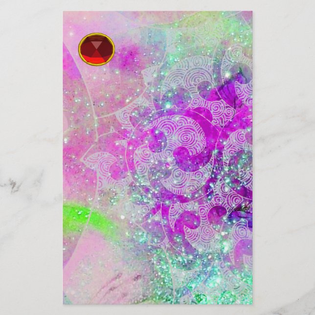 LÁMINA ABSTRACTO PURPLE VERDE AZULADO PINTADORES AZULES,  (Anverso)