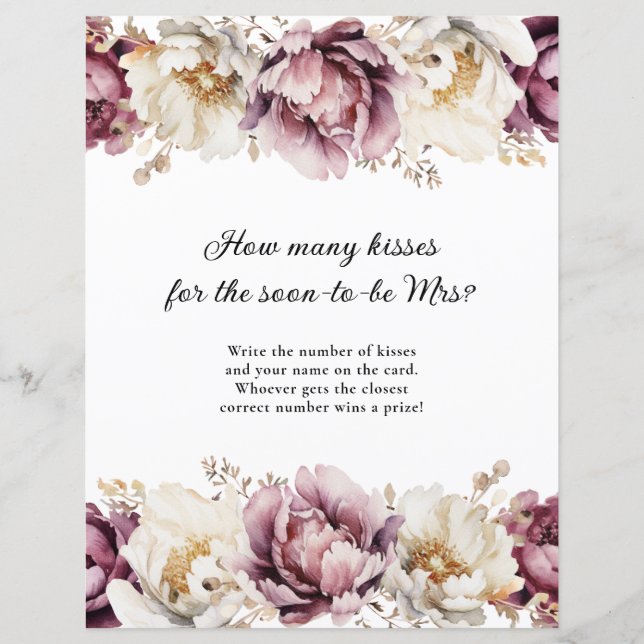 Lámina Abundancia floral rústica cuántos besos juegan (Anverso)