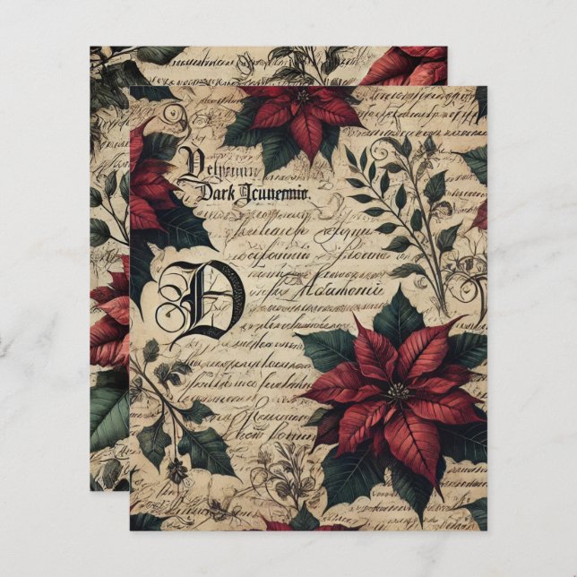 Lámina Academia Oscura Poinsettia Parchment Scrapbook Pap (Anverso / Reverso)