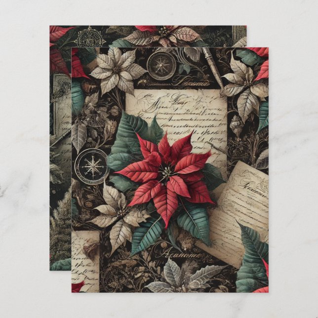 Lámina Academia Oscura Poinsettia Stationery Scrapbook (Anverso / Reverso)