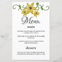 Lámina Aceite floral botánico amarillo de girasol dibujad