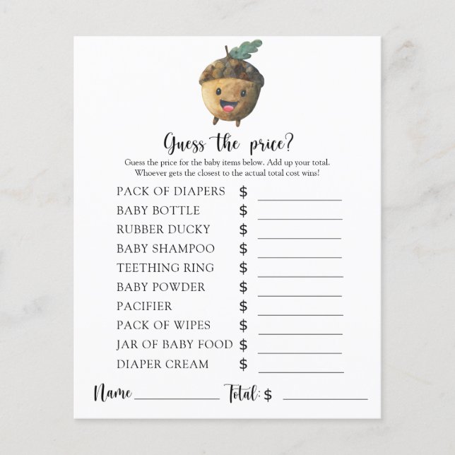 Lámina Acorn - ¡Adivinen el precio! Juego (Anverso)