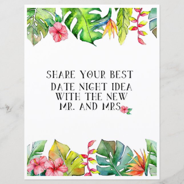 Lámina Actividad de ducha de novias tropicales nocturnas (Anverso)