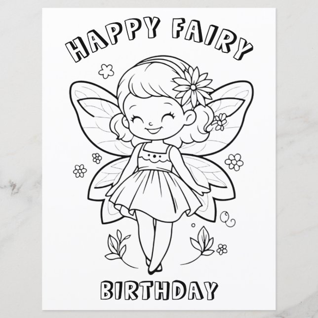 Lámina actividad de fiesta de cumpleaños de hada feliz (Anverso)