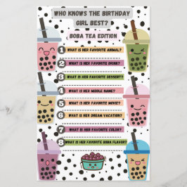 Lámina Actividad de juego de fiesta de cumpleaños de Boba
