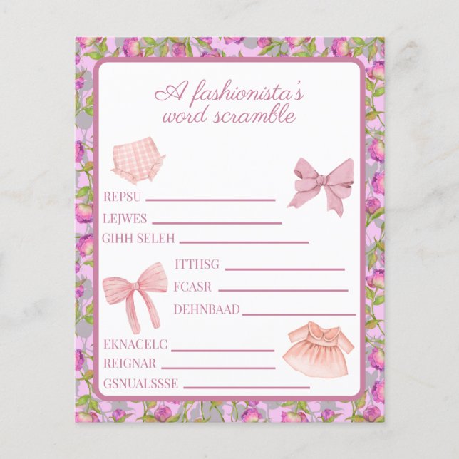 Lámina Actividad de palabras desordenadas para cumpleaños (Anverso)