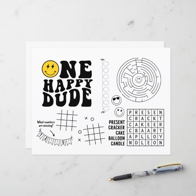 Lámina Actividad de Placemat de un Fiesta Feliz Amigo Pri (Anverso/Reverso In Situ)