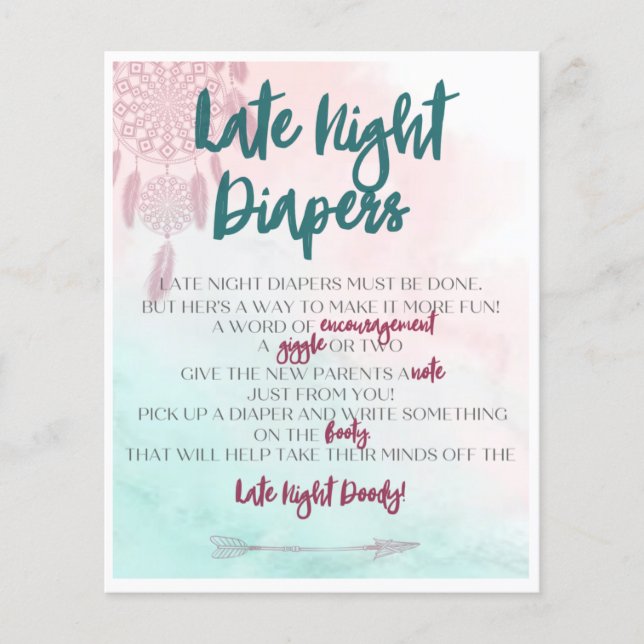 Lámina Actividad del Boho Late Night Diapers (Anverso)