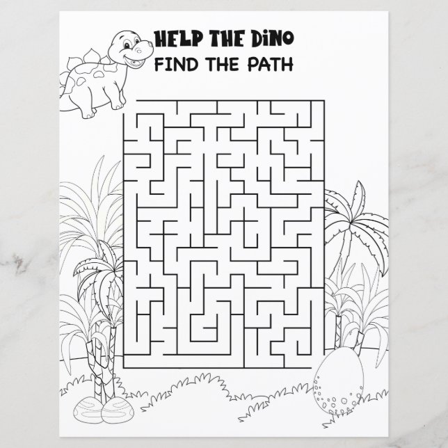 Lámina Actividad infantil Stegosaurus Dinosaur Maze Diver (Anverso)