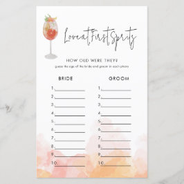 Lámina Acuarela Aperol Spritz Bridal Shower Game