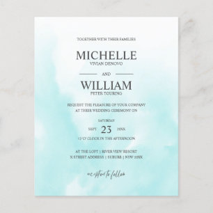Lámina Acuarela Aqua Plain Elegante Boda de Presupuesto