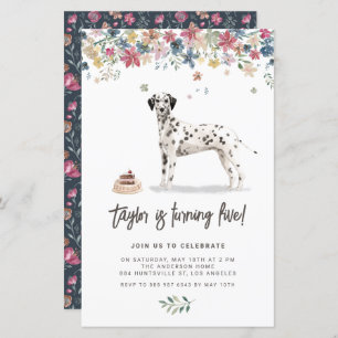 Lámina Acuarela Dalmatian Dog Invitación al cumpleaños