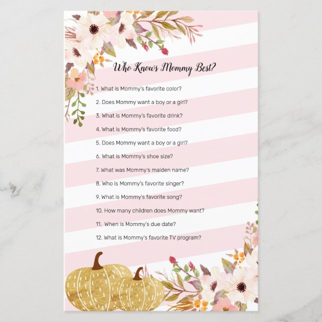 Lámina Acuarela de calabaza que conoce a mamá mejor juego (Anverso)