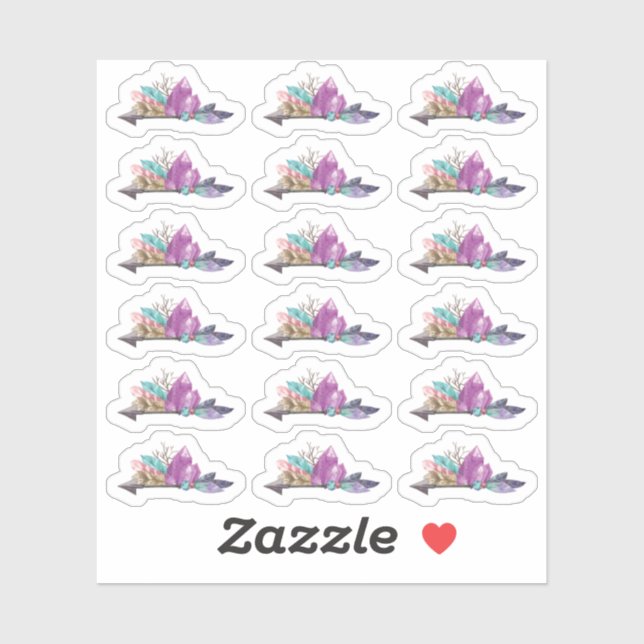 Lámina Acuarela de Cristales Rústicos Bohemios y F (Hoja)