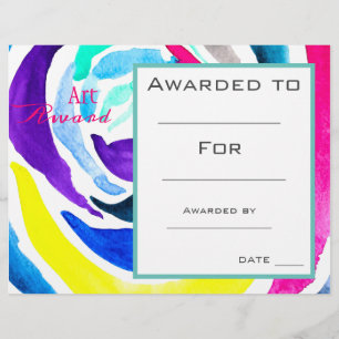 Lámina acuarela de pintura con premio de arte de clase