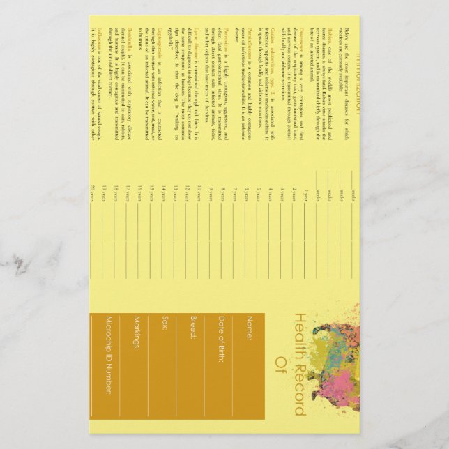 Lámina Acuarela de registros de mantenimiento (Anverso)