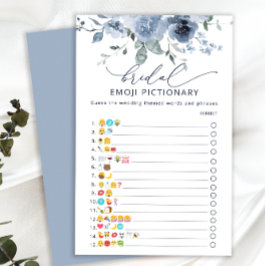 Lámina Acuarela Dusty Blue Floral Bridal Shower Game