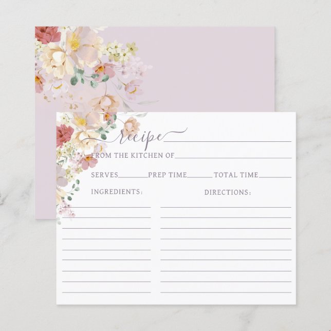 Lámina Acuarela Flor silvestre Primavera púrpura Receta d (Anverso / Reverso)