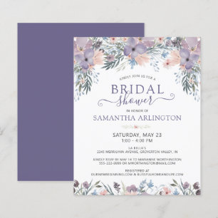 Lámina Acuarela Floral Purple Bridal Shower Invitación