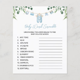 Lámina Acuarela Lavandería Blue Word Scramble Game