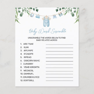 Lámina Acuarela Lavandería Blue Word Scramble Game