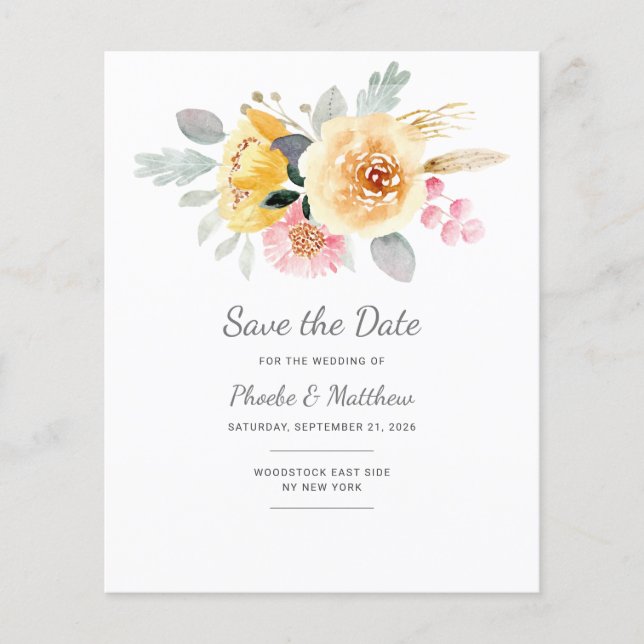 Lámina Acuarela Oro rosa Floral Botánica moderna (Anverso)