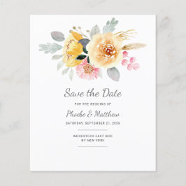 Lámina Acuarela Oro rosa Floral Botánica moderna