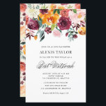 Lámina Acuarela Otoño Blooms Bat Mitzvah Invitación<br><div class="desc">Invite a su familia y amigos a su evento con esta invitación de personalizable floral bat mitzvah. Cuenta con flores de cascada y un fondo a juego. Esta invitación al murciélago con flores mitzvah será perfecta para eventos de otoño o otoño. Personalice agregando sus detalles. Los elementos coincidentes están disponibles....</div>