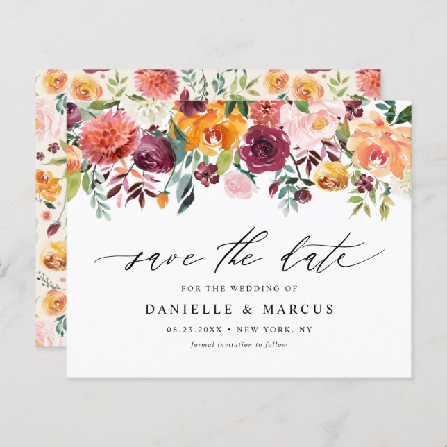 Lámina Acuarela Otoño florece salvar la fecha (Anverso / Reverso)