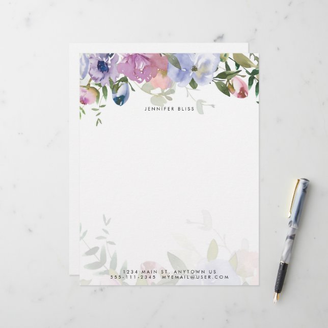 Lámina Acuarela pastel floral personalizada (Anverso/Reverso In Situ)