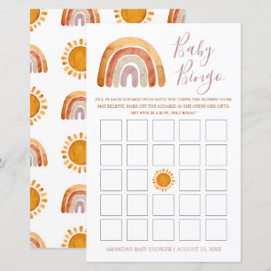 Lámina Acuarela personalizada Boho Rainbow Baby Bingo