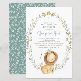 Lámina Acuarela Príncipe de León Niño Baptismo Invitación