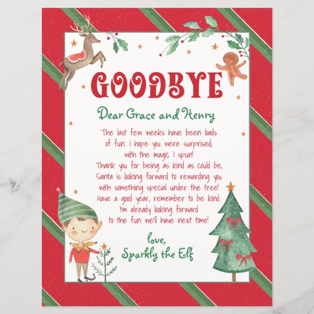Lámina Adiós a los Navidades Elf Personalizados (Anverso)