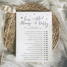 Lámina Adivina a quién mamá papá juego de ducha neutra de