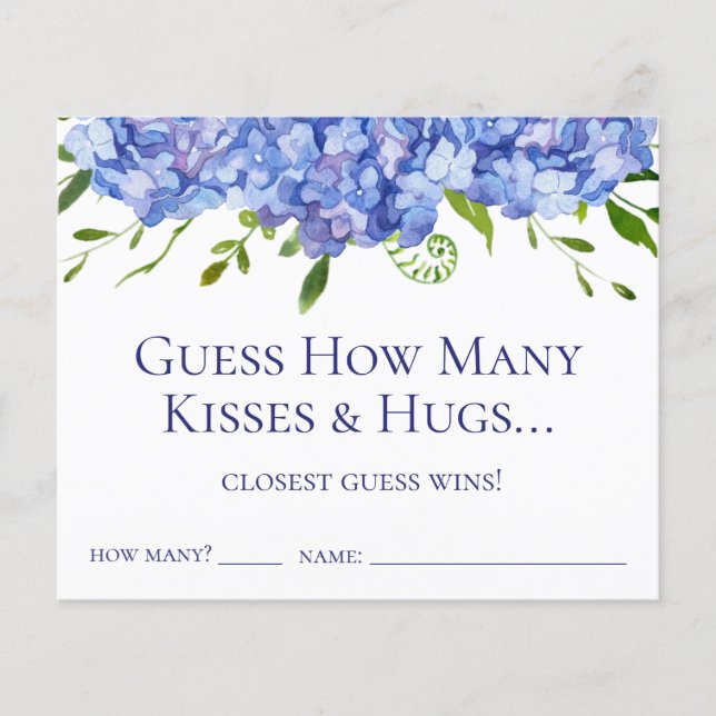 Lámina Adivina Cuántos Besos y Abrazos Hydrangeas Azules (Anverso)