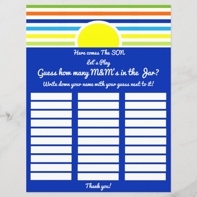 Lámina Adivina cuántos juegos de Baby Shower vienen aquí  (Anverso)