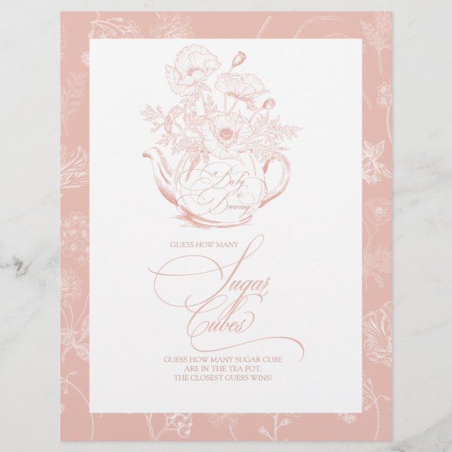 Lámina Adivina cuántos juegos de ducha de novias rosadas (Anverso)