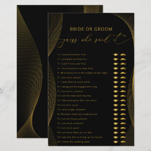 Lámina Adivina de novias o novios quién dijo juego negro 