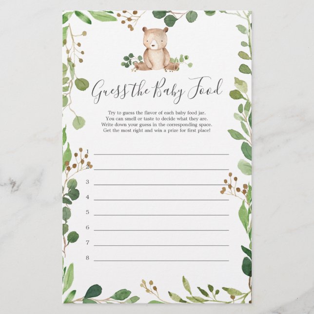 Lámina Adivina el Baby Shower del bebé (Anverso)