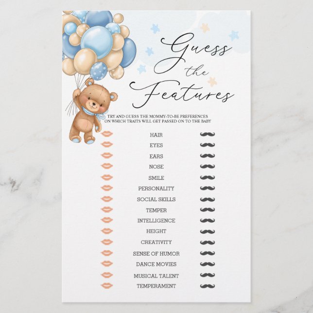 Lámina Adivina El Bebé Cuenta Con La Partida Baby Shower (Anverso)