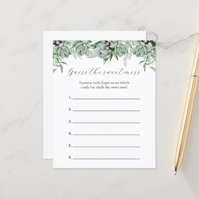 Lámina Adivina el juego de Baby Shower Sweet Mess (Anverso/Reverso In Situ)