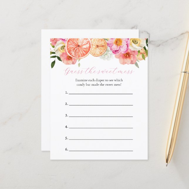 Lámina Adivina el juego de Baby Shower Sweet Mess (Anverso/Reverso In Situ)