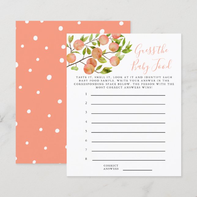 Lámina Adivina El Juego De La Ducha De Alimentos Para Beb (Anverso / Reverso)