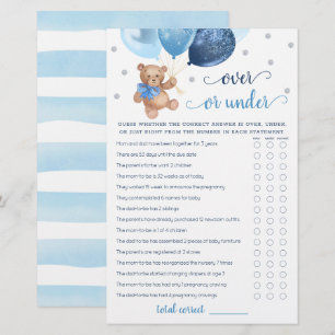 Lámina Adivina el juego de Sobre o Debajo para Baby Showe