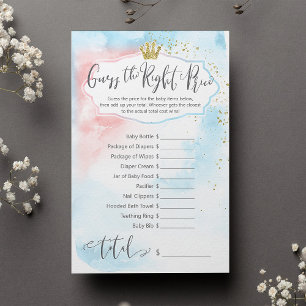 Lámina "Adivina el precio correcto" juego de oro azul ros