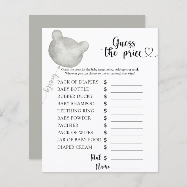 Lámina ¡Adivina el precio! Juego (Anverso / Reverso)