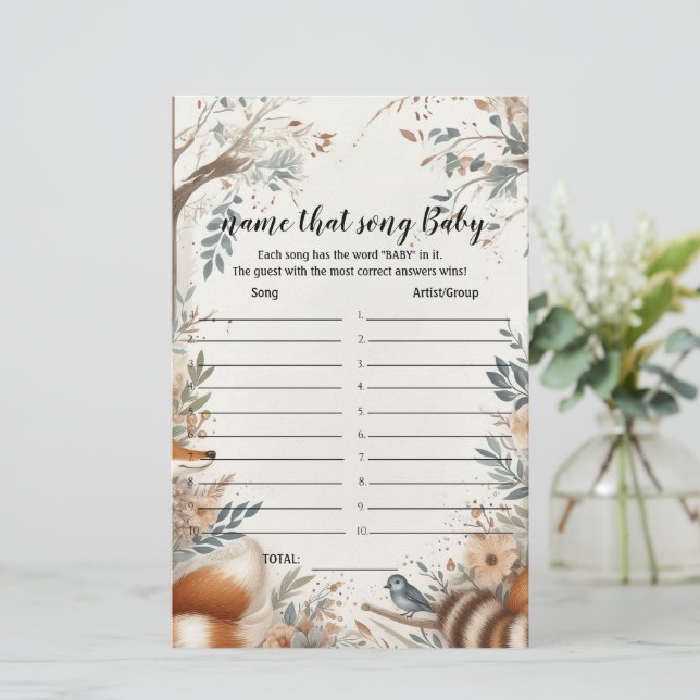 Lámina Adivina esa canción juego de baby shower (Anverso de pie)