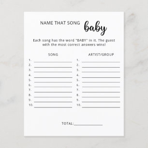 Lámina Adivina esa canción juego de baby shower